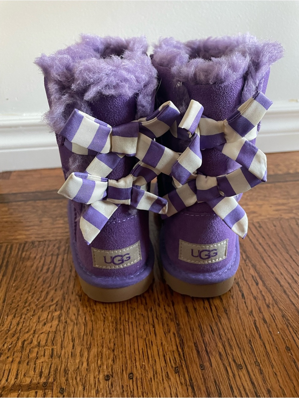 UGG Boots Bailey Bow Striped Purple (Little Kids Size 13 US)